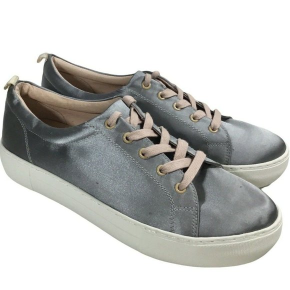 J/Slides NYC Gray Satin Platform Sneakers - Picture 1 of 6